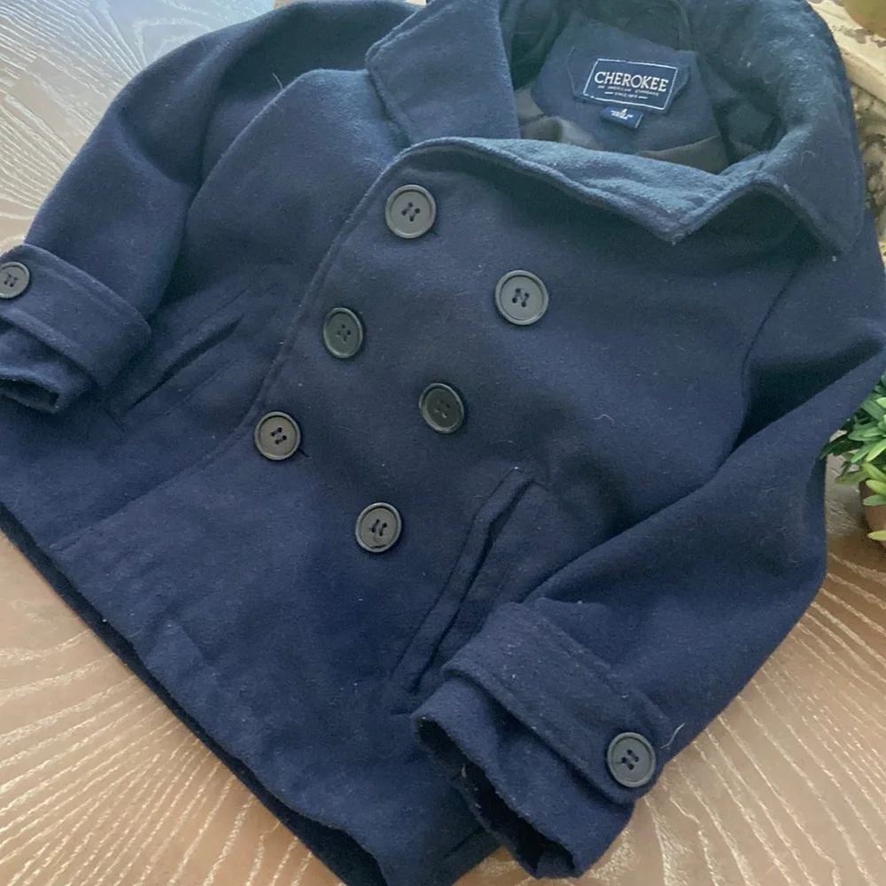 Little Boy Fleece Navy Blue Peacoat Dress Coat  Size 4
